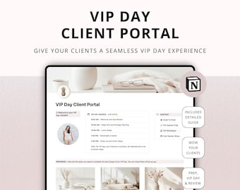 VIP Day Client Portal Notion Template: Client Experience Workflow and Client Management Client Collaboration