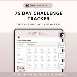 75 Hard Challenge Tracker Notion Template – Habit, Diet, Fitness, Growth
