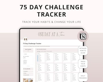 Notage-Vorlage für einen Tracker für 75 harte Herausforderungen – Gewohnheiten, Ernährung, Fitness, Wachstum