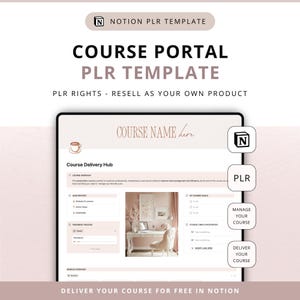 Plantilla PLR para portal de cursos en Notion con derechos de reventa: aloja y comparte cursos en Notion.