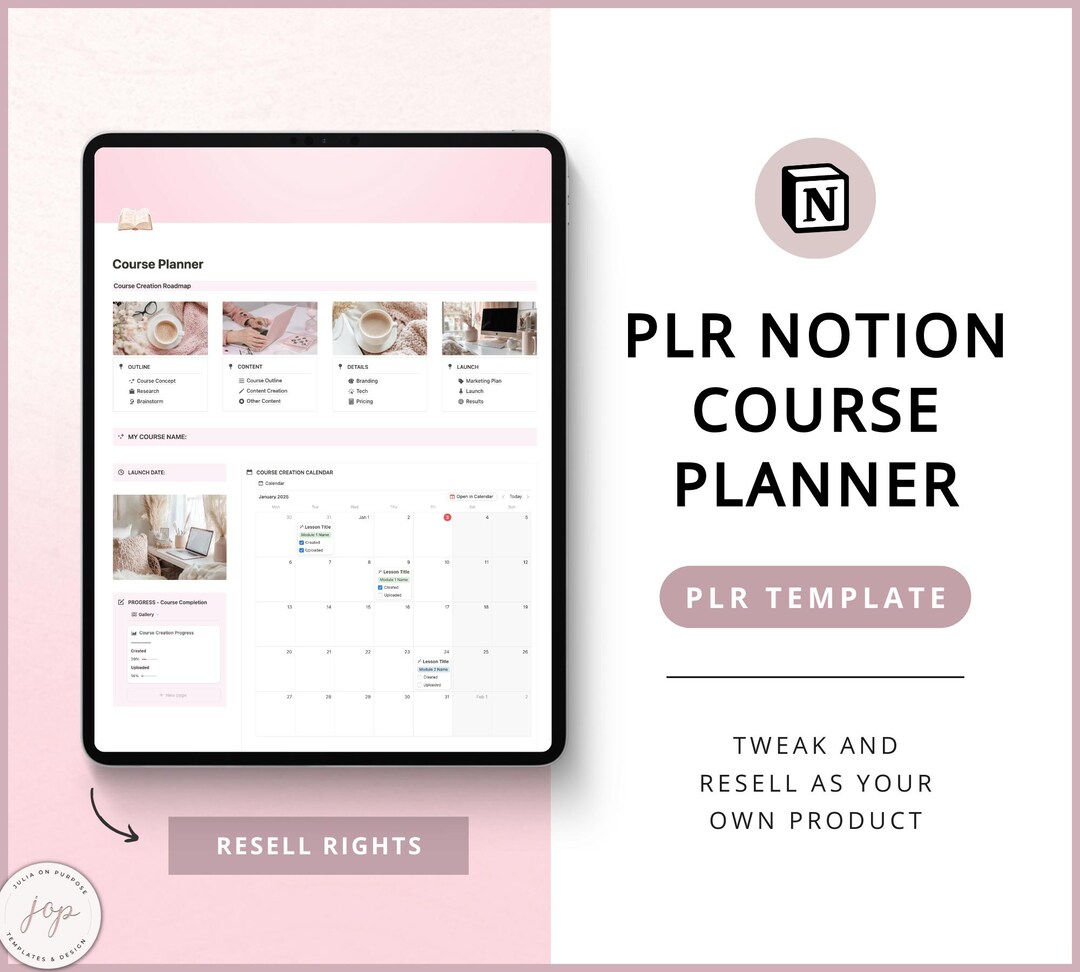Online Course Planner PLR Notion Template - Course Creator - Digital ...