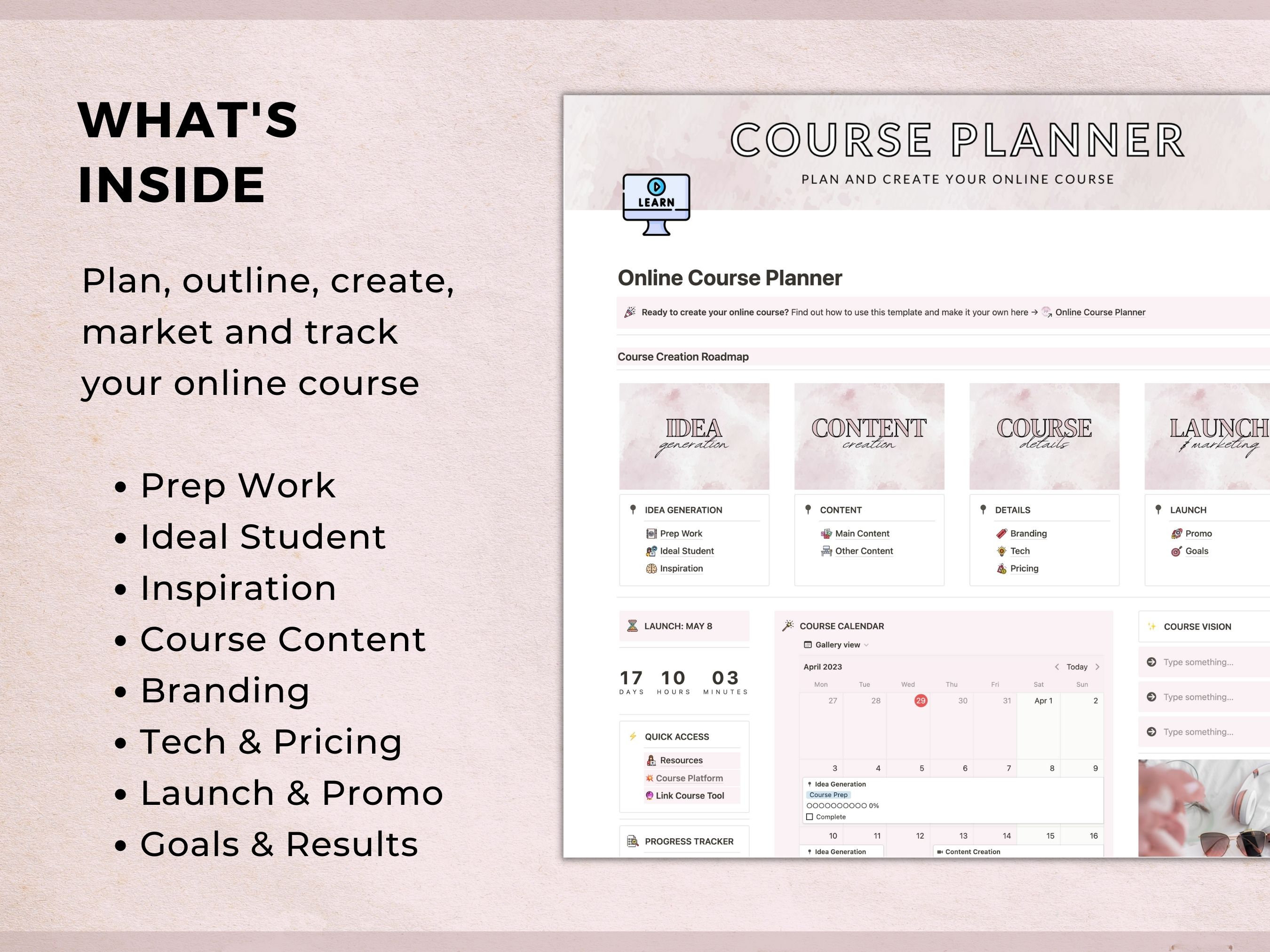 Notion Online Course Planner – Digital Product Creation Template ...