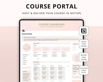 Sjabloon voor online cursussen in Notion | Geef en organiseer je cursussen (digitale download)