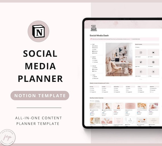 Notion Social Media Planner Template: Content Marketing Strategy (Digital Download)