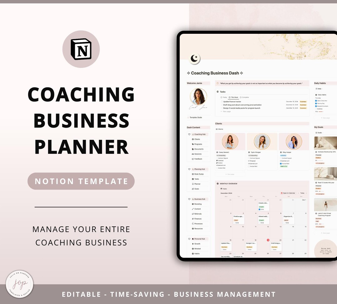 Coaching Business Planner Notion Template - Client Management ...