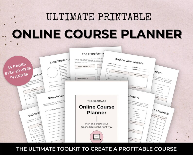 Online Course Planner Course Creator Planner Printable Etsy