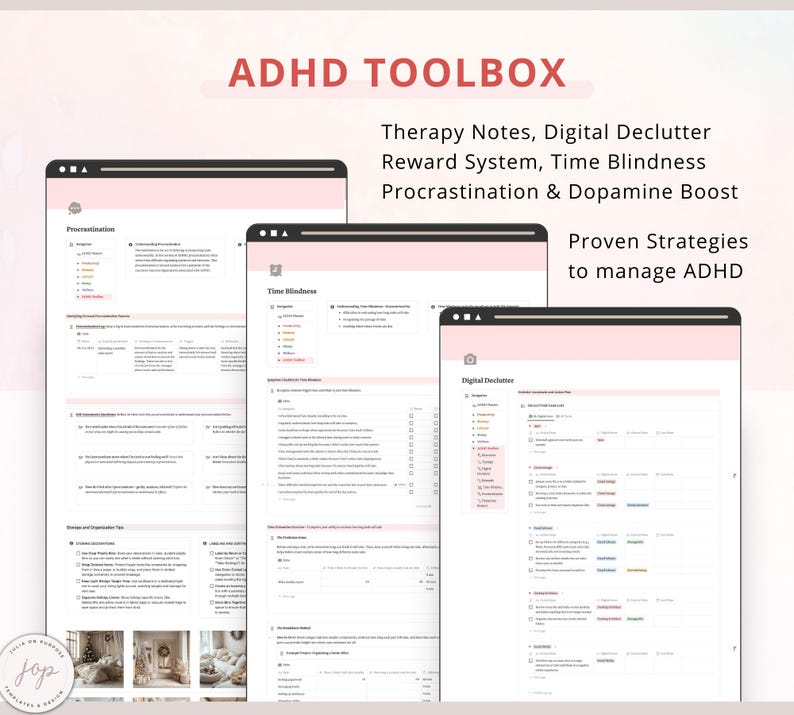 Notion ADHD Planner, Notion Template, Project Management, ADHD Life