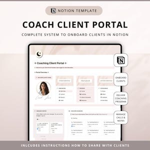 Coaching Client Portal Notion Template, Coach Client Onboarding in Notion Template for Coaches, Client Management, Notion Coaching Program