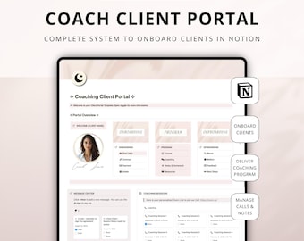 Coaching Client Portal Notion Template, Coach Client Onboarding in Notion Template for Coaches, Client Management, Notion Coaching Program