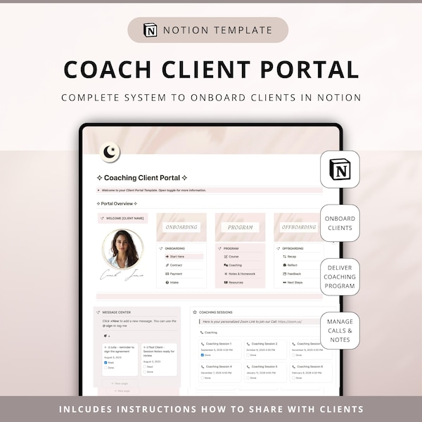 Client Portal Notion Template for Coaches: Client Onboarding & Coaching Program (Digital Download)