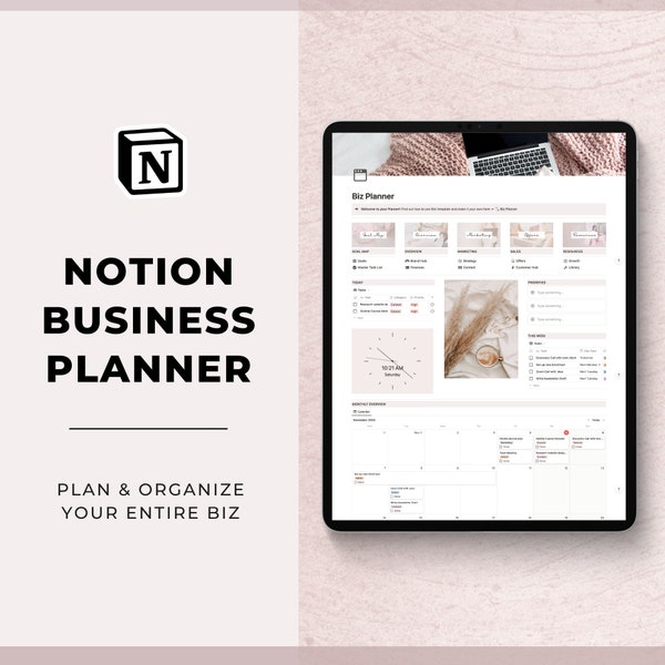 Notion Template Business Planner | Notion Dashboard Content Planner | Marketing Branding Business Finances Customer Hub | Project Management