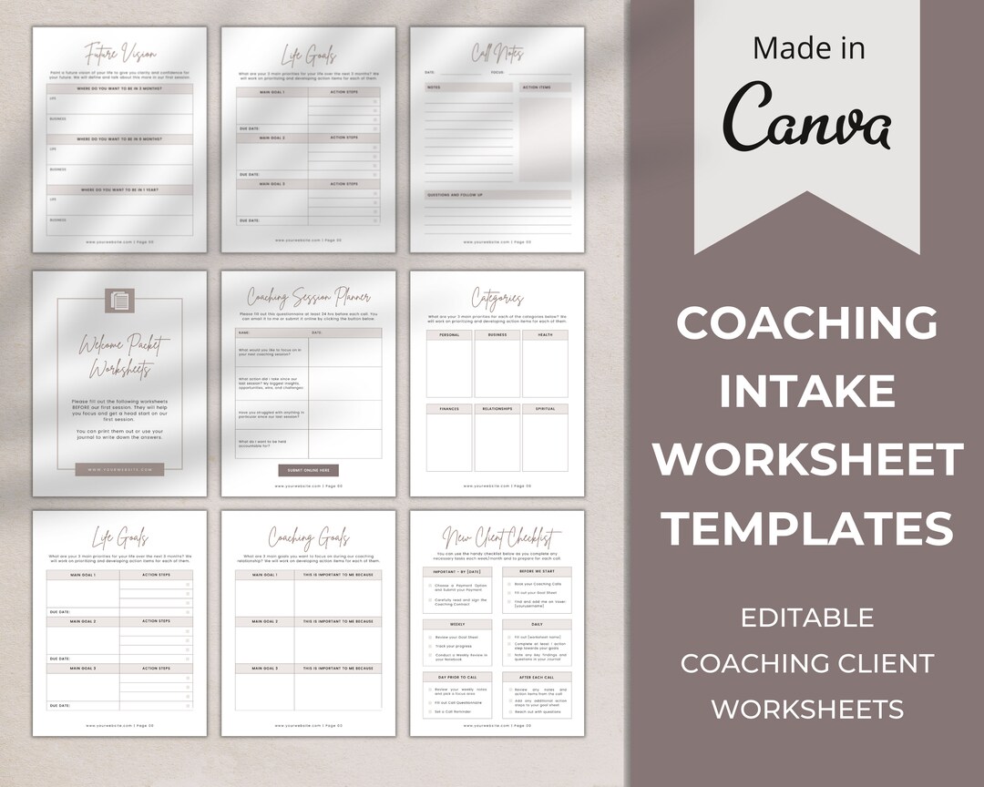 Coaching Worksheet Templates Client Coaching Intake Forms Business