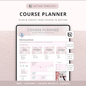 Notion Online Course Planner: sjabloon voor het maken van digitale producten (digitale download)