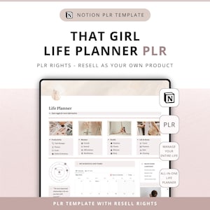 That Girl Life Planner - sjabloon PLR begrip - doelen stellen, productiviteit, mentaliteit, gezondheid - wederverkooprechten