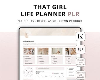 That Girl Life Planner - PLR Notion Template - Goal Setting, Productivity, Mindset, Health - Resell Rights