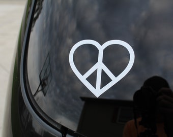 Peace and Love Heart Decal for Car, Laptop, Window, Quality Oracal Vinyl