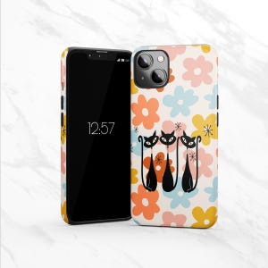 Mid Century Modern | Atomic Cats, Tough Case, Contemporary MCM Phone Case Phone Accessories Apple iPhone, Samsung Galaxy, Google Pixel 16-70