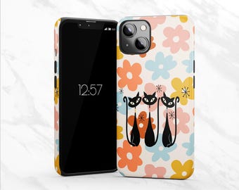 Mid Century Modern | Atomic Cats, Tough Case, Contemporary MCM Phone Case Phone Accessories Apple iPhone, Samsung Galaxy, Google Pixel 16-70