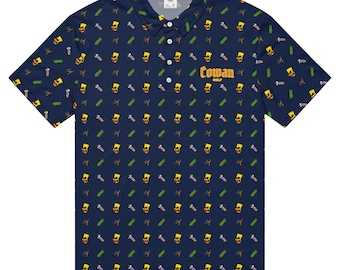 Bart Simpson themed Golf Polo, Print All Over Golf Shirt, Bart Simpson Shirt, Cowan Golf, Bart Skull, Trendy Golf Polo, Summer Golf Shirt