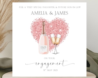 Personalised Engagement Card, Daughter, Son, Grandson, Granddaughter, Special Couple, Any Relation, You're Engaged, Champagne Card