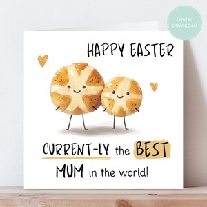 ATTUALMENTE La migliore cartolina di Pasqua per la mamma, cartolina digitale, domenica di Pasqua, cartolina con gioco di parole divertente, download digitale, buona Pasqua, stampabile per Pasqua