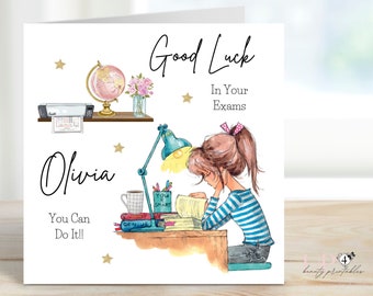 Good Luck in Your Exams Card, Congratulations Card, Good luck, GCSE's, SAT's, A Levels Card, Card for Daughter, Granddaughter, Niece, Sister