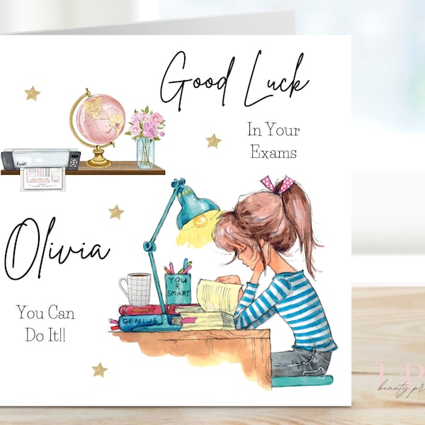 Good Luck in Your Exams Card, Congratulations Card, Good luck, GCSE's, SAT's, A Levels Card, Card for Daughter, Granddaughter, Niece, Sister