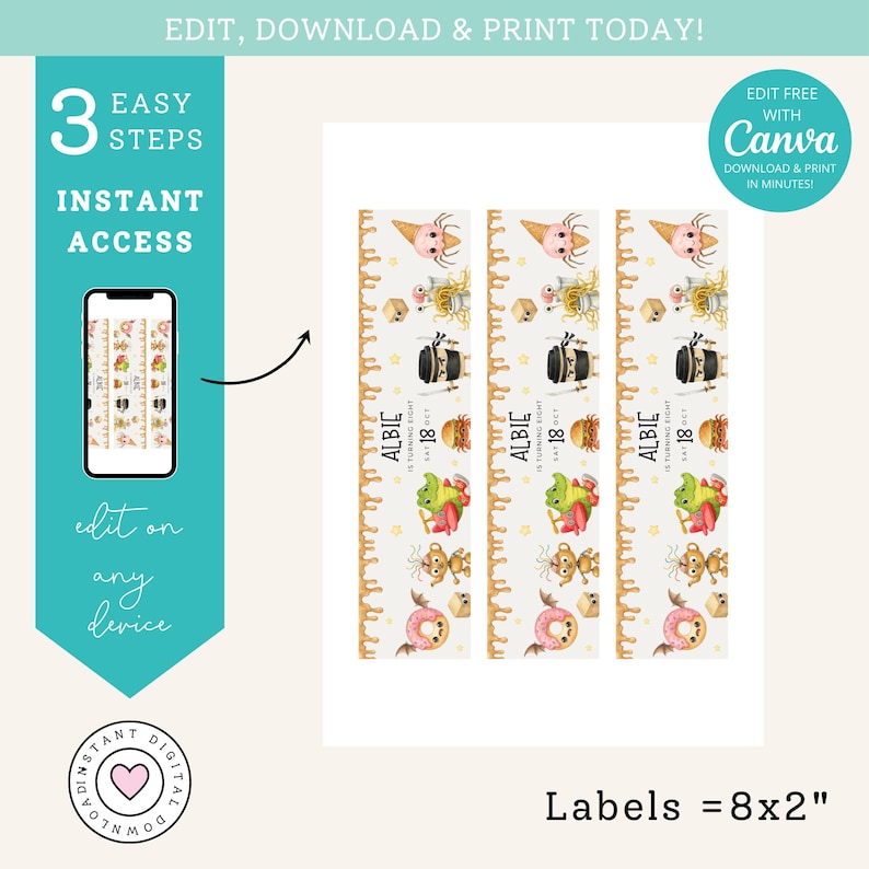 Brainrot Birthday Water Bottle Labels, Funny Character Theme, 8x2 ...