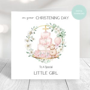 Biglietto di battesimo, biglietto personalizzato, biglietto stampabile, download immediato, biglietto per bambina, giorno del nome, bambina, biglietto digitale