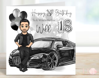 Personalised Male Car Birthday Card, Sports Car, Driving Card, Sports Car Lover Card, Card for Son, Husband, Grandson, 18th, 21st, 30th