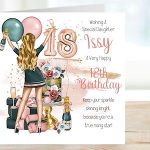 Personalised Teenage Girl Card, Personalised Birthday Card, daughter, granddaughter, niece, goddaughter, sister,  16th, 18th, 21st, 30th