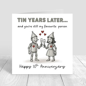 Tenth Anniversary, Anniversary Card for Wife, Husband, 10th Anniversary, Quirky Anniversary, Tin Years, Funny Anniversary, Tin Couple Card Bild 3