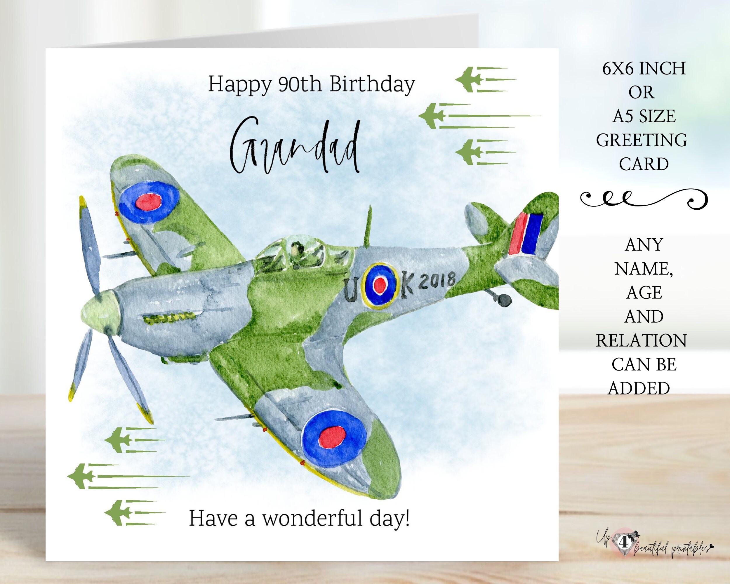 100th Birthday Card - Spitfire Airplane Special 100th Birthday Cards Unusual Unique Happy One Hundredth 100 Year Old 