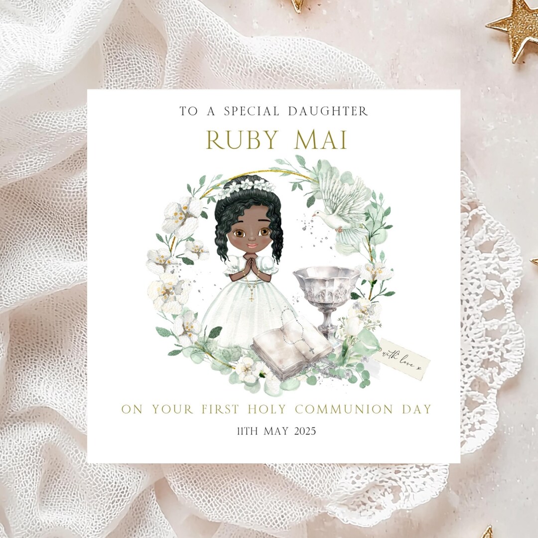 First Holy Communion Card, Personalised Card, 1st Holy Communion ...