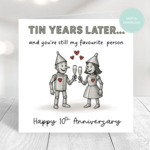 Tarjeta divertida para el décimo aniversario, tarjeta para el décimo aniversario, tarjeta de hojalata, tarjeta personalizada, tarjeta imprimible, descarga instantánea, tarjeta con juego de palabras divertido