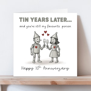Tenth Anniversary, Anniversary Card for Wife, Husband, 10th Anniversary, Quirky Anniversary, Tin Years, Funny Anniversary, Tin Couple Card Bild 1