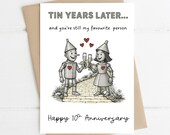 10th Anniversary Card Printable, Tin Anniversary Card, Love Card for Husband or Wife, Funny Romantic Wedding Anniversary, Instant Download