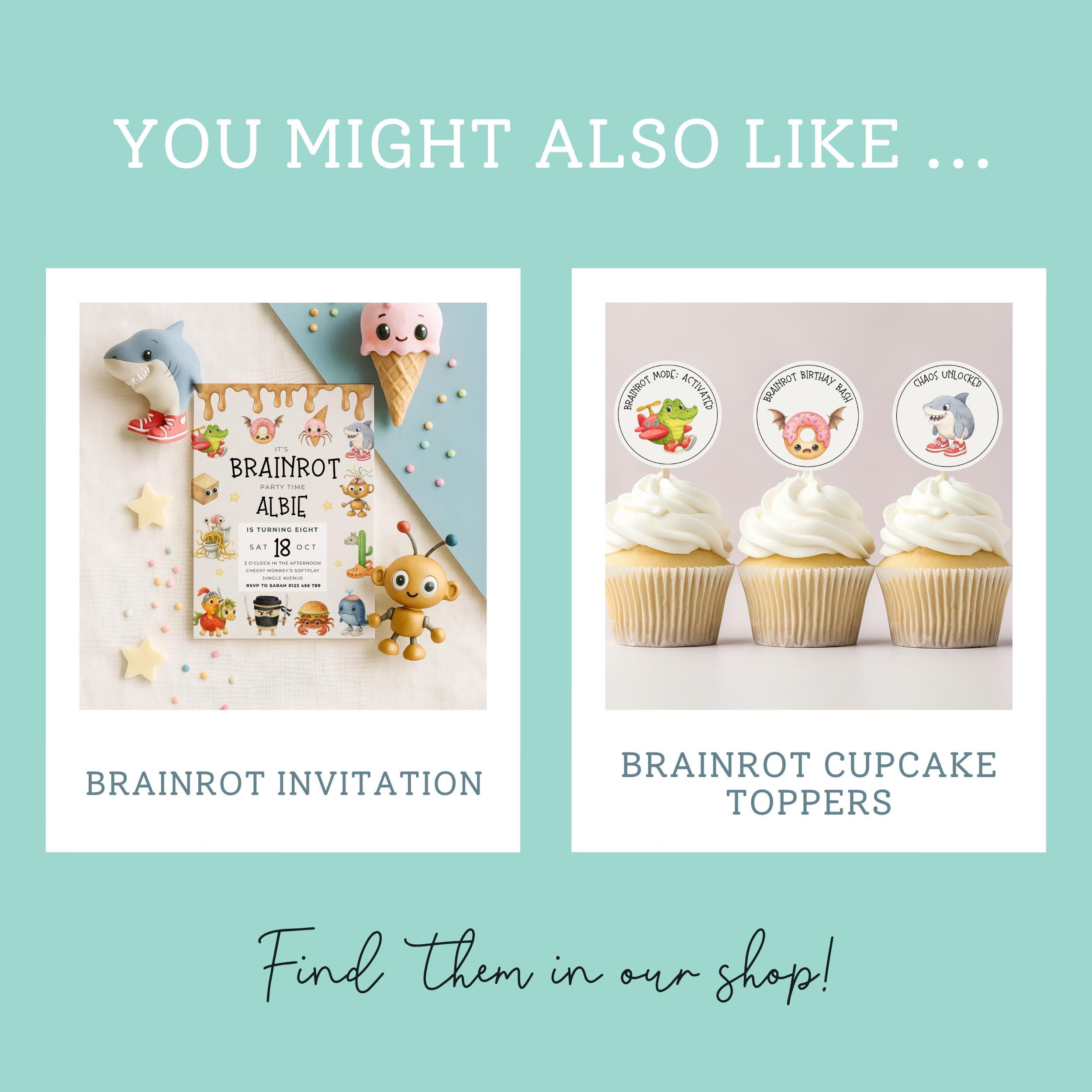 Brainrot Birthday Water Bottle Labels, Funny Character Theme, 8x2 ...
