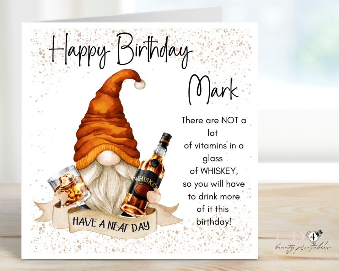 Funny Whiskey Card for Him, Neat Birthday, Whiskey Birthday Card, for ...
