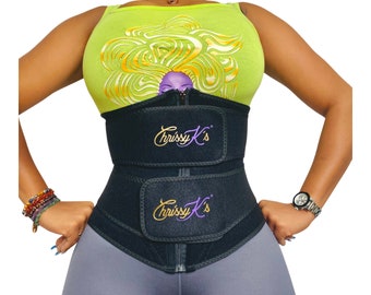 Taille basse pour femme | Baskets ChrissyK à double bande à la taille | Ceinture anti-transpiration Work Out| Brûler la graisse du ventre | Entraînez votre tour de taille | Sans latex | Remise en forme