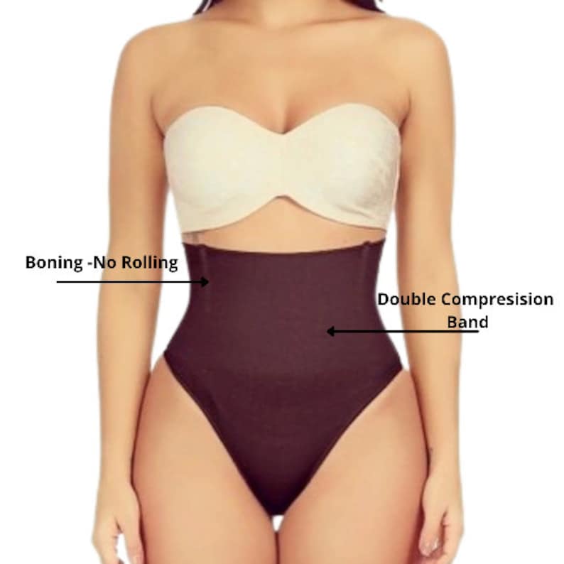 Body Shaper | Compression Panties | Tummy Control Thong | 4 Boning for Tummy Compression No Rolling | Girdle Spanx Shaper | Lingerie