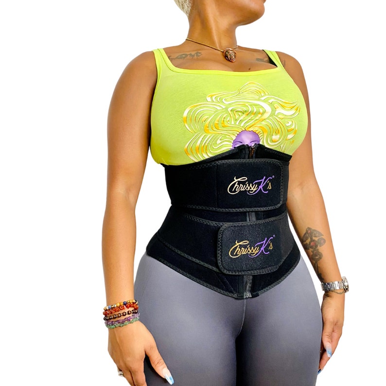 Waist Trainer for Women ChrissyK's Double Band Waist Trainer Work Out Sweat Belt Burn Tummy Fat Train Your Waist No Latex Fitness image 2