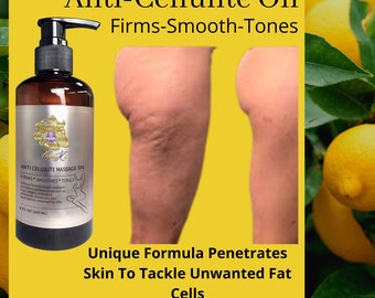 Anti-Cellulite Oil | All Natural Reduces Fat Cells Smooths Moisturizes Skin Vitamin C Grape Seed Oil Eucalyptus Grapefruit Oil Lemon Oil