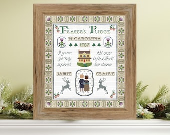 Outlander Cross Stitch Pattern | Fraser’s Ridge Embroidery Sampler | PDF Digital Instant Download | Wall Art Decor Gift