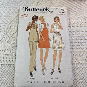 Butterick 6687 Sewing Pattern, Vintage 1970s Pattern, Size 18-1/2