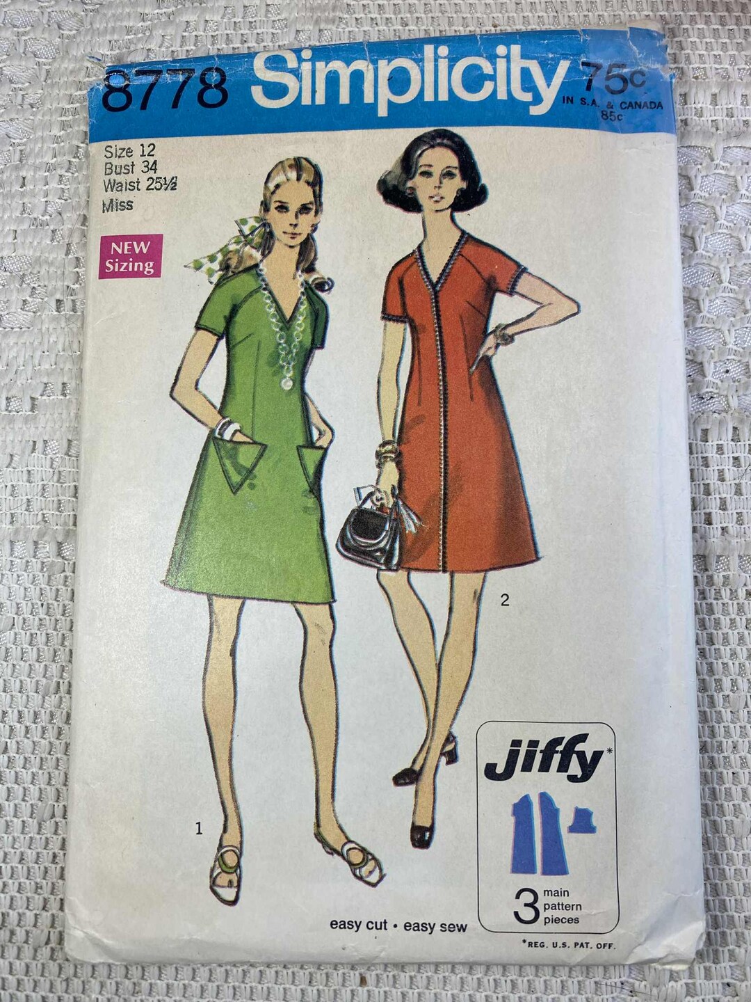 SIMPLICITY 8778 Dress Pattern, Easy to Sew Pattern Rom 1970, Size 12 - Etsy