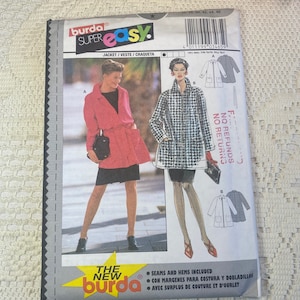 BURDA 3465 Jacket Sewing Pattern, Vintage Zip Front Jacket, 1990s