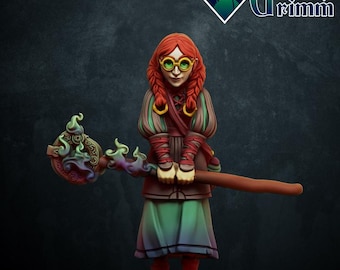 Magisches Mädchen Zauberin, Zauberin, Magierin - Fantasy historische Miniaturen für Tabletopspiele. 28 mm / 32 mm Resin Figuren für Rollenspiele