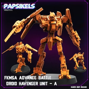 FKMSA Advance Battle Droid Havenger-eenheden, miniatuur gemaakt door Papsikels. Mini-wargaming/ Wargames/ TTRPG/ Cyberpunk