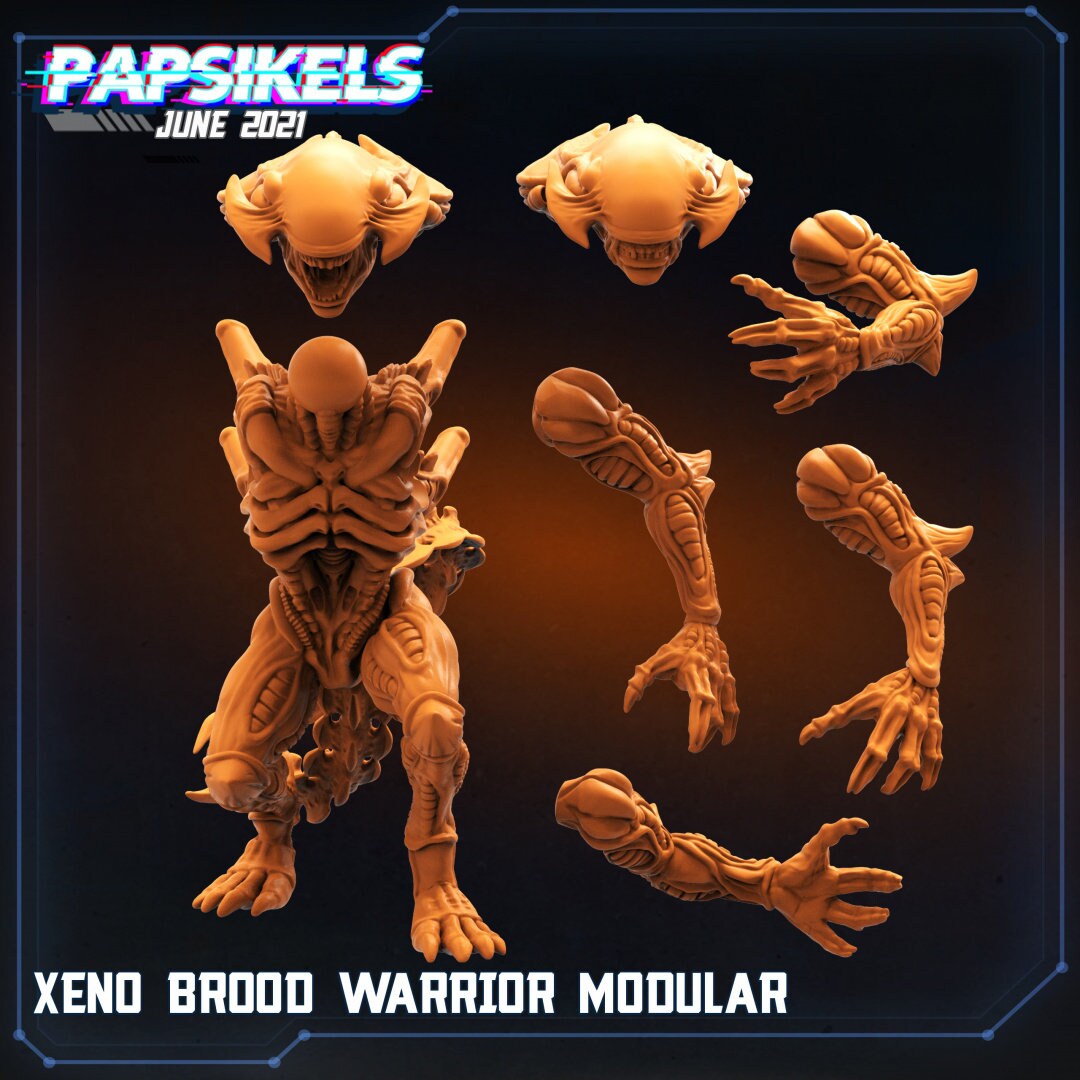 Aliens Vs Humans, Xeno Brood Modular Warrior - Papsikels, 32mm Mini ...